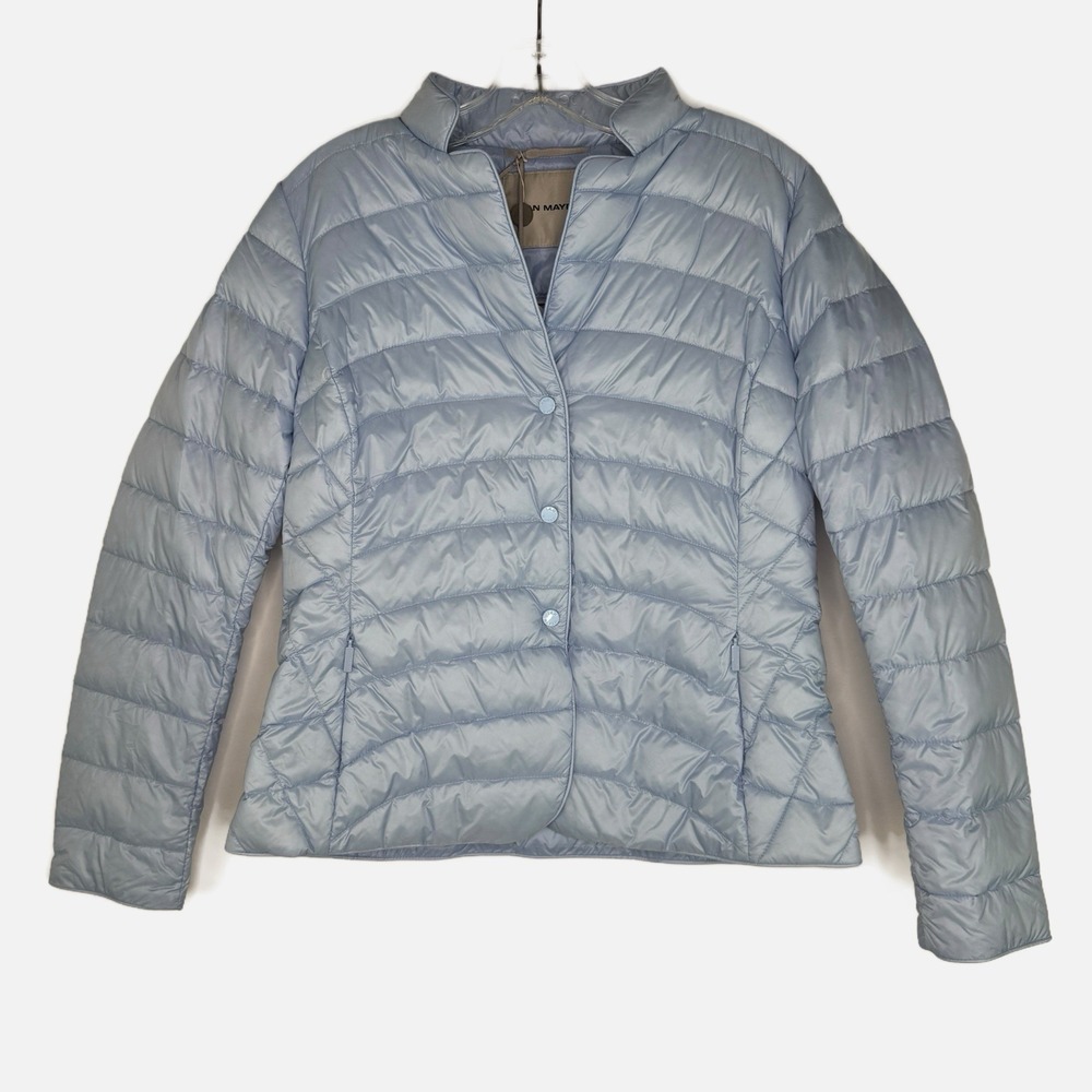 $795 New JAN MAYEN Luxury Italian Designer Pastel Blue Down Quilted Puffer‎ US 6